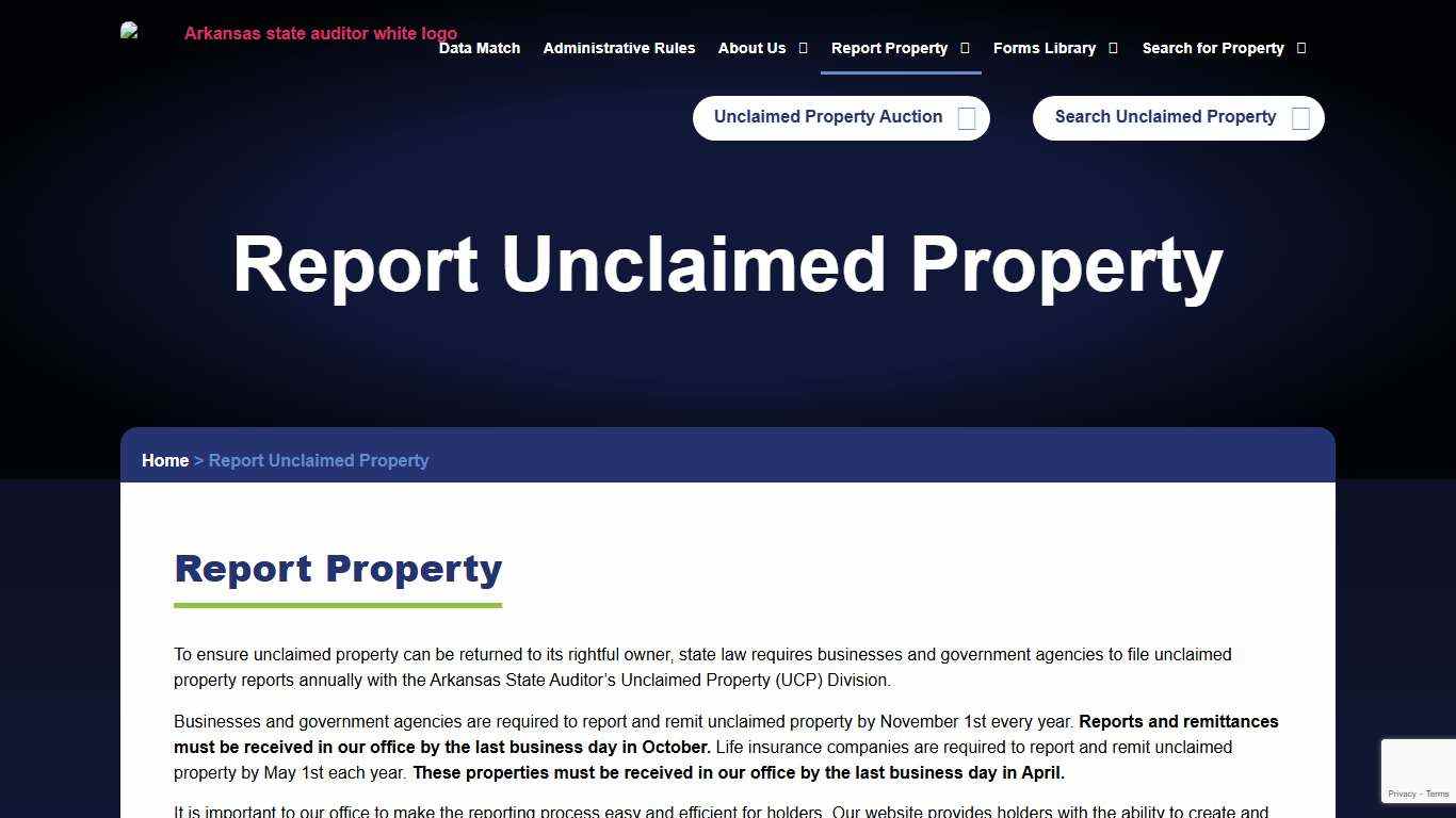 Report Unclaimed Property - AR Auditor