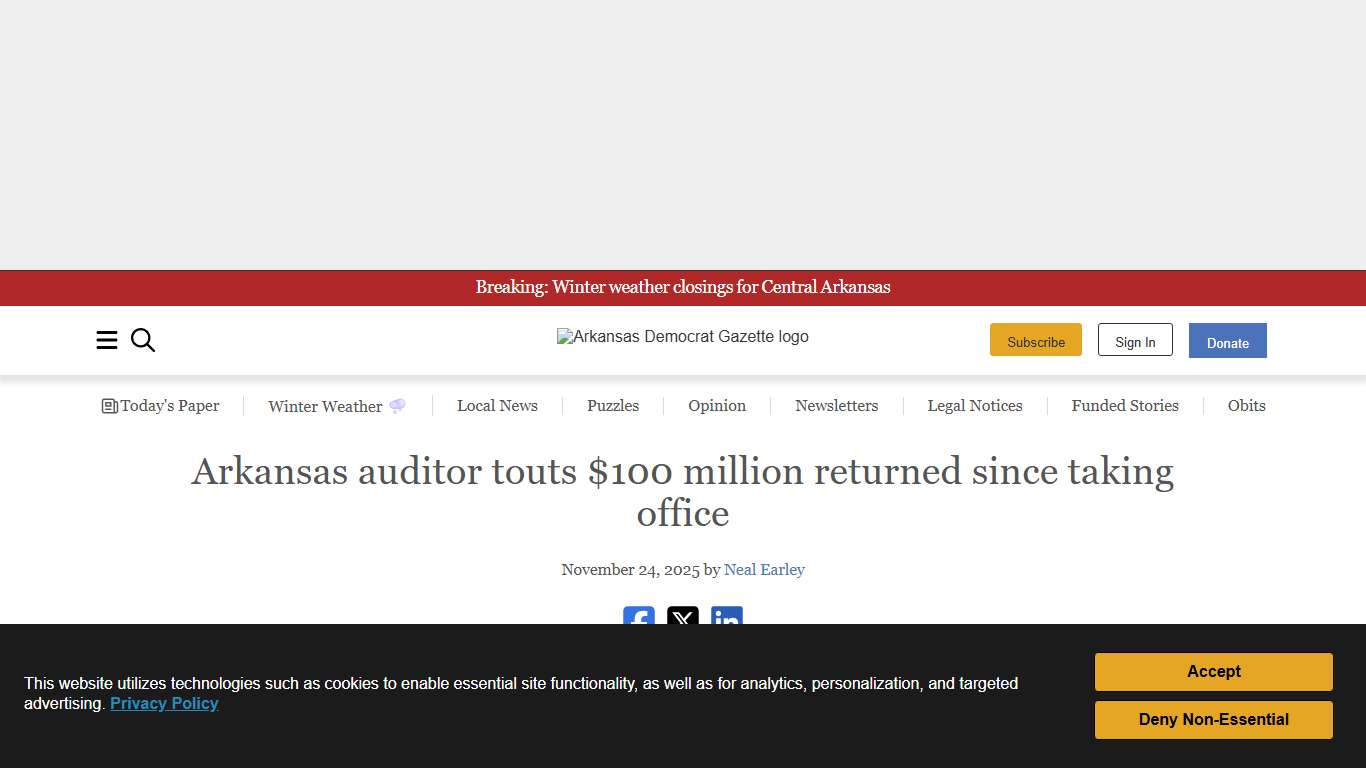 Arkansas auditor touts $100 million returned since taking office The Arkansas Democrat-Gazette - Arkansas' Best News Source